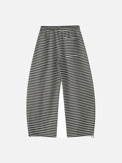 DAXUEN Black and white striped wide-leg track pants