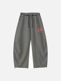 DAXUEN Black and white striped wide-leg track pants