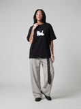 DAXUEN Oversized Pixel Animal Graphic Tee — model photo
