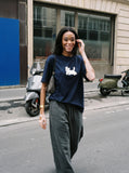 DAXUEN Oversized Pixel Animal Graphic Tee — model photo
