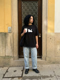 DAXUEN Oversized Pixel Animal Graphic Tee — model photo