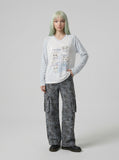 DAXUEN Whimsical cartoon animal V-neck long-sleeved top — model photo