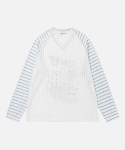 DAXUEN Whimsical cartoon animal V-neck long-sleeved top
