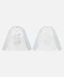 DAXUEN Whimsical cartoon animal V-neck long-sleeved top