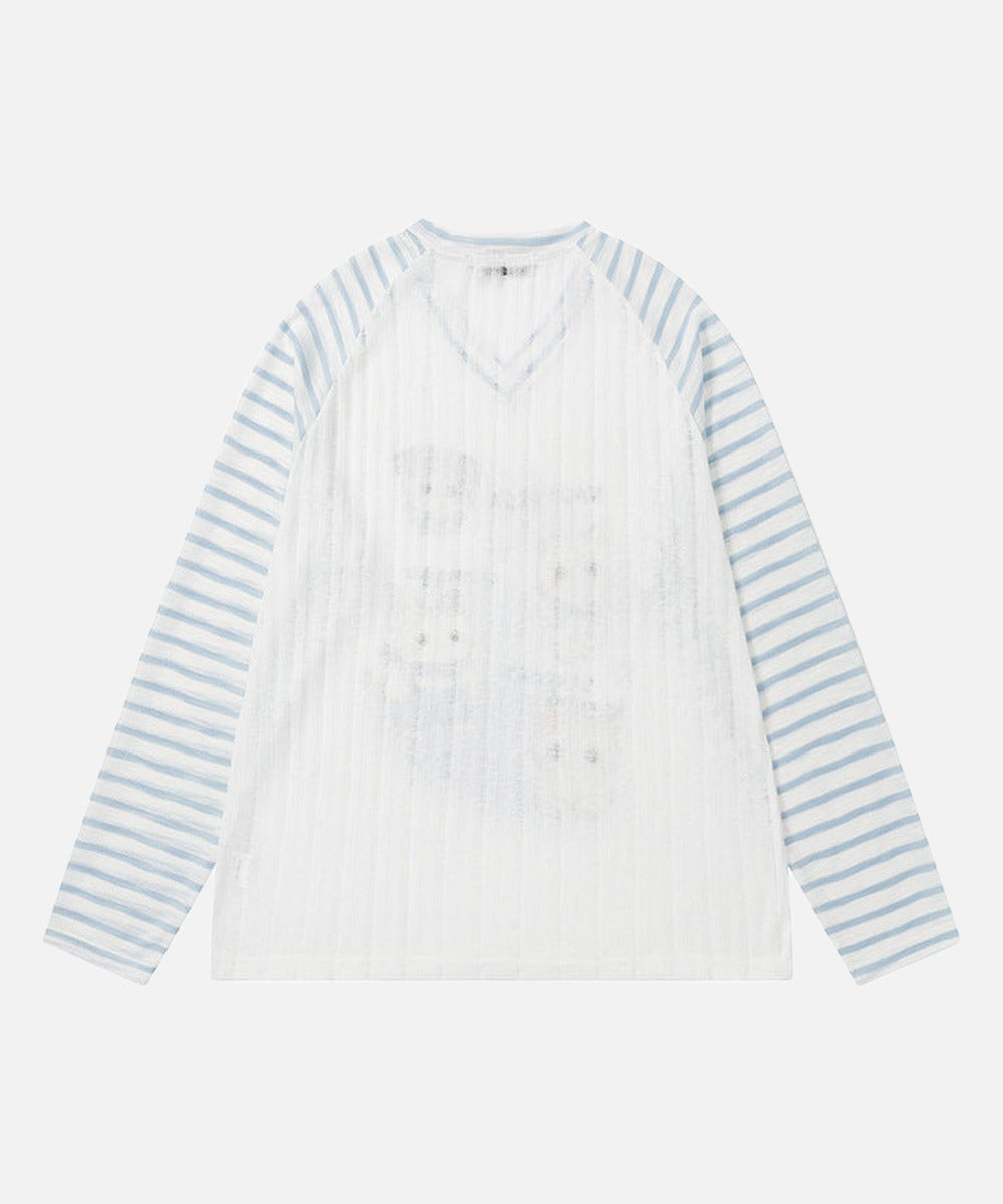 DAXUEN Whimsical cartoon animal V-neck long-sleeved top