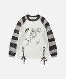 DAXUEN Long-sleeved knitted sweater with cat graphic