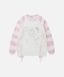 DAXUEN Long-sleeved knitted sweater with cat graphic