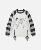DAXUEN Long-sleeved knitted sweater with cat graphic
