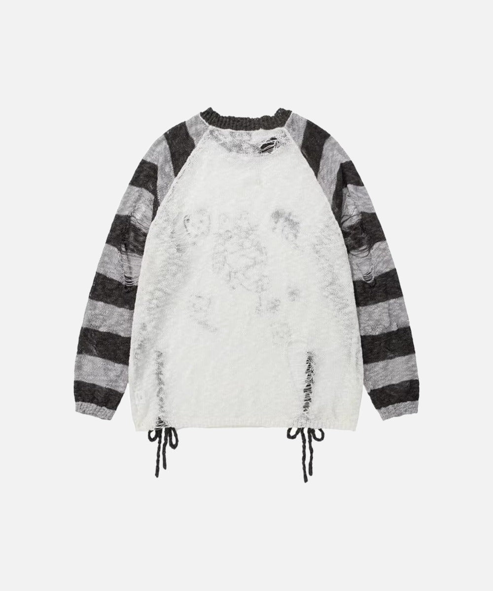 DAXUEN Long-sleeved knitted sweater with cat graphic