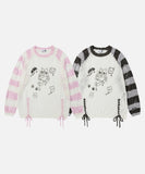 DAXUEN Long-sleeved knitted sweater with cat graphic