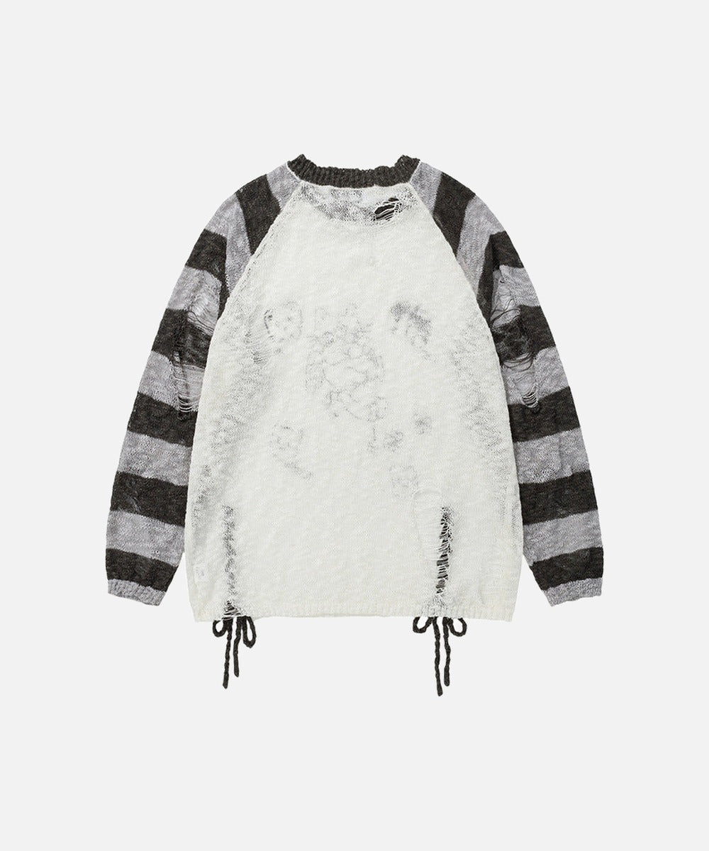 DAXUEN Long-sleeved knitted sweater with cat graphic