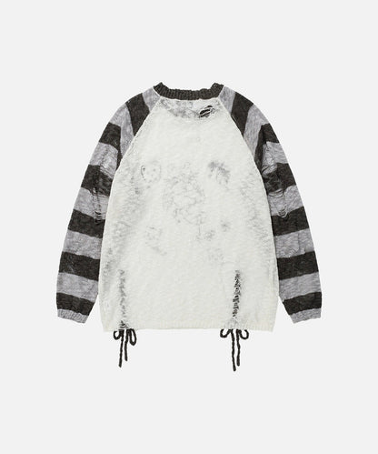 DAXUEN Long-sleeved knitted sweater with cat graphic