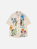 DAXUEN Short-sleeved button-up shirt with cat print