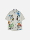 DAXUEN Short-sleeved button-up shirt with cat print