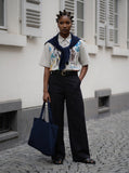 DAXUEN Whimsical Cat Print Button-Up Shirt | DAXUEN — model photo