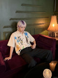 DAXUEN Whimsical Cat Print Button-Up Shirt | DAXUEN — model photo
