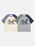 Graphic raglan t-shirt with dog and cat design