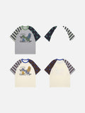 Graphic raglan t-shirt with dog and cat design