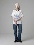 DAXUEN Short-sleeved casual t-shirt with dog graphic — model photo