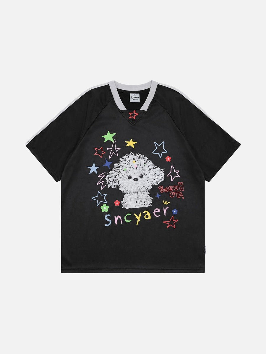 DAXUEN Short-sleeved casual t-shirt with dog graphic