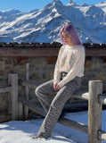 DAXUEN cream whimsical floral graphic long-sleeve top — model photo