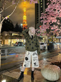 DAXUEN Wide-leg cropped culottes with graphic prints — model photo