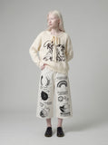 DAXUEN Wide-leg cropped culottes with graphic prints — model photo