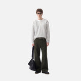 DAXUEN white horizontal stripe relaxed Henley shirt