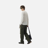 DAXUEN white horizontal stripe relaxed Henley shirt