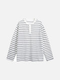 DAXUEN white horizontal stripe relaxed Henley shirt