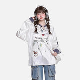 DAXUEN white v-neck heart motif long-sleeve top