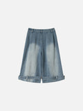 Retro Wide-Leg Denim Culottes
