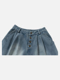 Retro Wide-Leg Denim Culottes