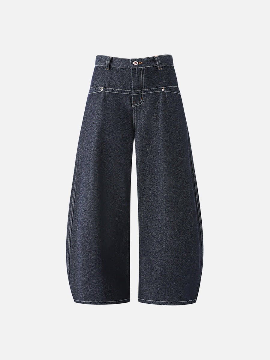 High-waisted wide-leg denim jeans