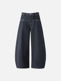 High-waisted wide-leg denim jeans