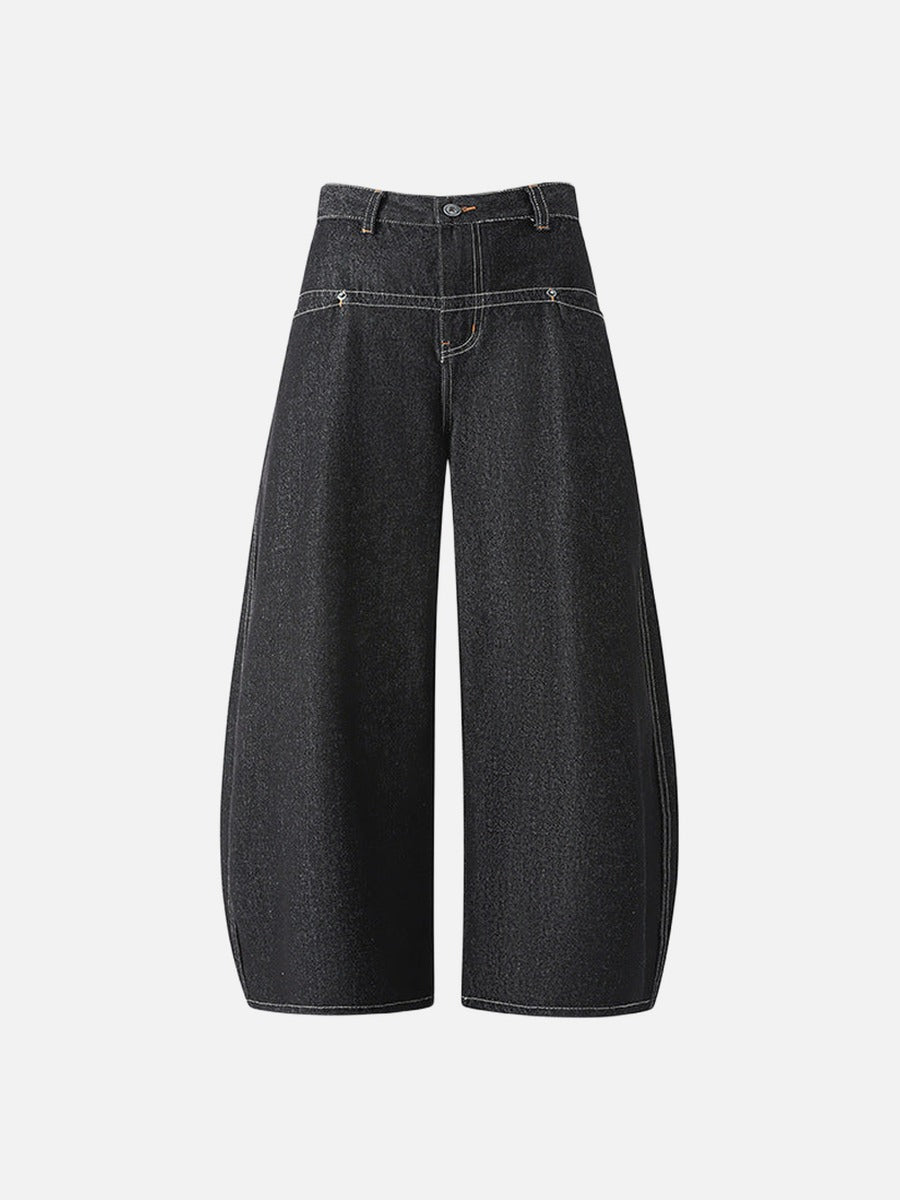 High-waisted wide-leg denim jeans