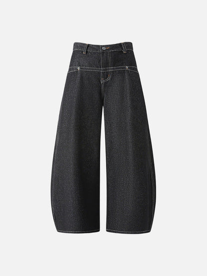 High-waisted wide-leg denim jeans