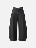 High-waisted wide-leg denim jeans