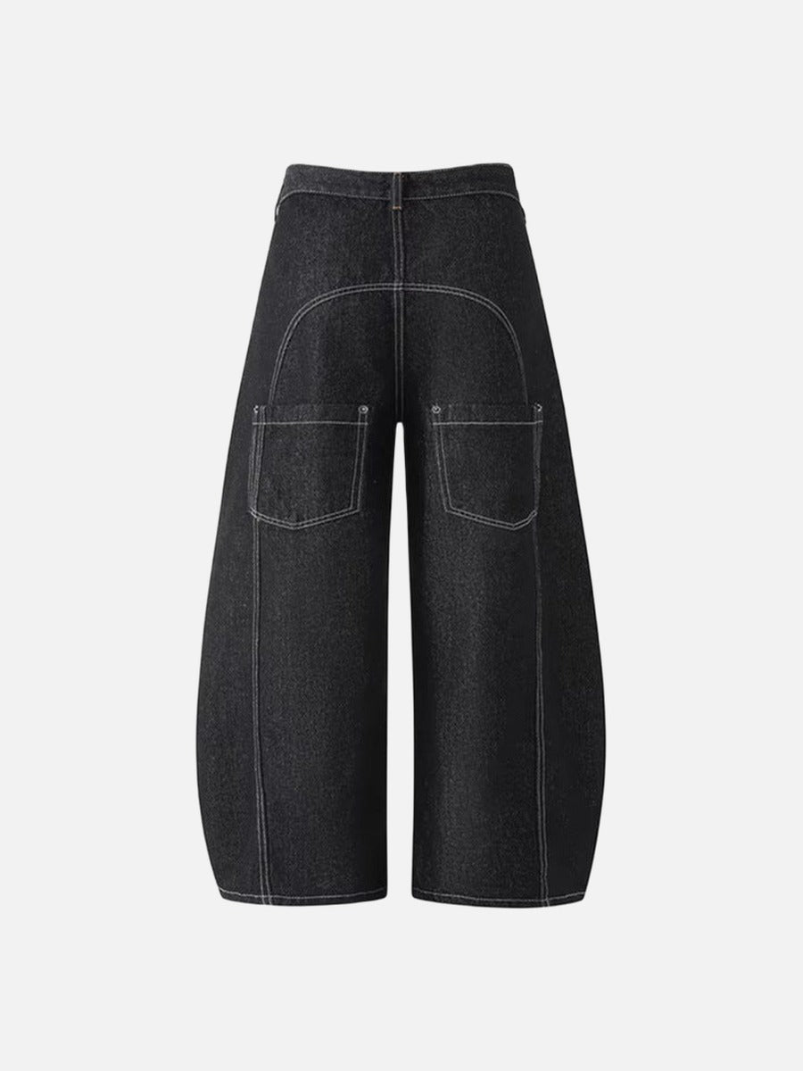 High-waisted wide-leg denim jeans