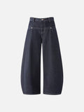 High-waisted wide-leg denim jeans