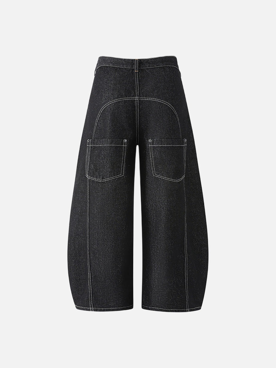 High-waisted wide-leg denim jeans