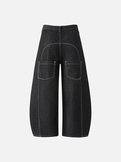 High-waisted wide-leg denim jeans