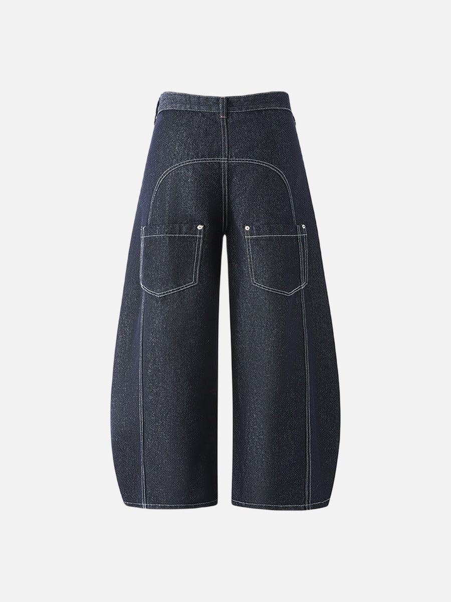 High-waisted wide-leg denim jeans