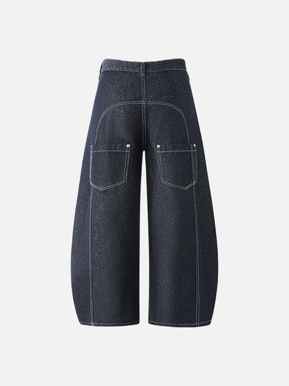 High-waisted wide-leg denim jeans