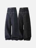 High-waisted wide-leg denim jeans