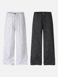 DAXUEN black and white checkered wide-leg pants