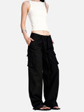 DAXUEN black wide-leg cargo pants with pockets