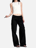 DAXUEN black wide-leg cargo pants with pockets