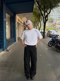 DAXUEN black wide-leg cargo pants with pockets — model photo