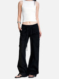 DAXUEN black wide-leg cargo pants with pockets